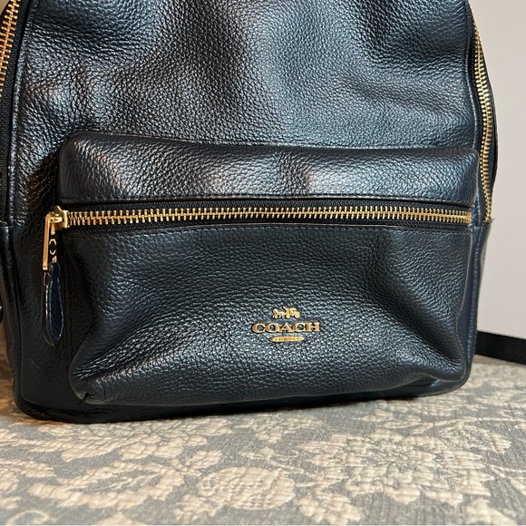 Coach Navy Leather Backpack - Picture 2 of 10